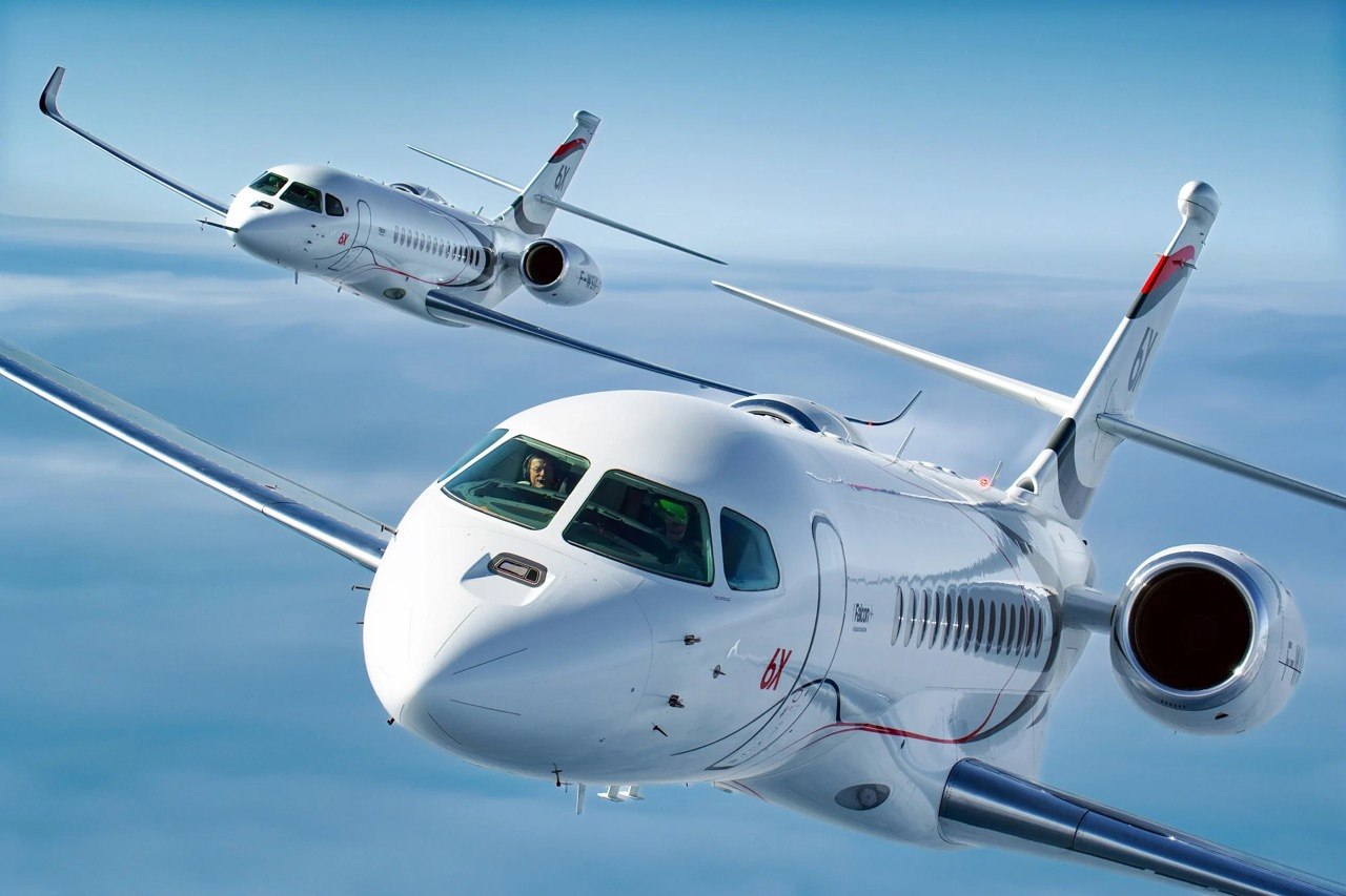 Private jet in flight